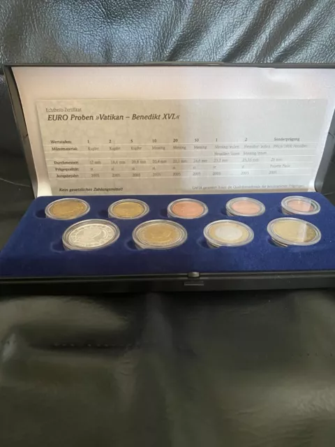 Euro Proben Vatikan Benedikt XVI Set Münzen Proof 2005