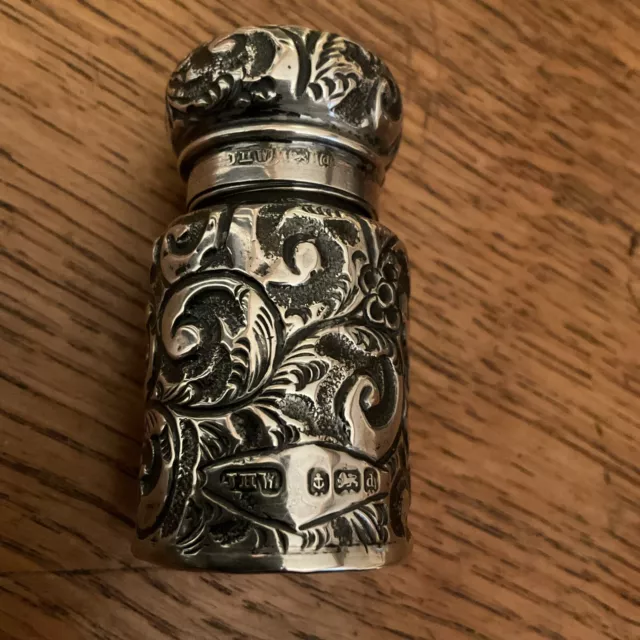 Antique 1903 John Henry Wynn Fully Hallmarked Silver Repousse  Perfume Bottle