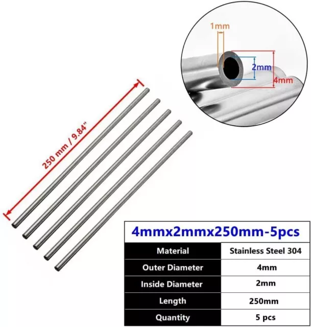 Stainless Capillary Metal Tube Tubing Wall Seamless Straight Pipe OD x ID x L