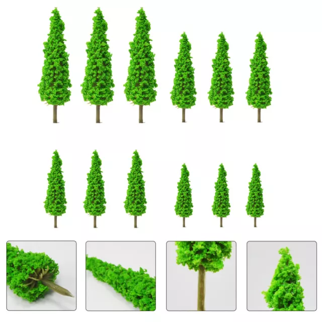 12pcs Mini Tree Model Home Desktop Tree Decor Miniature Landscape (Green)-FI