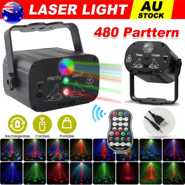 480 Patterns LED Stage Lighting RGB Laser Projector Disco Party Club DJ Lights