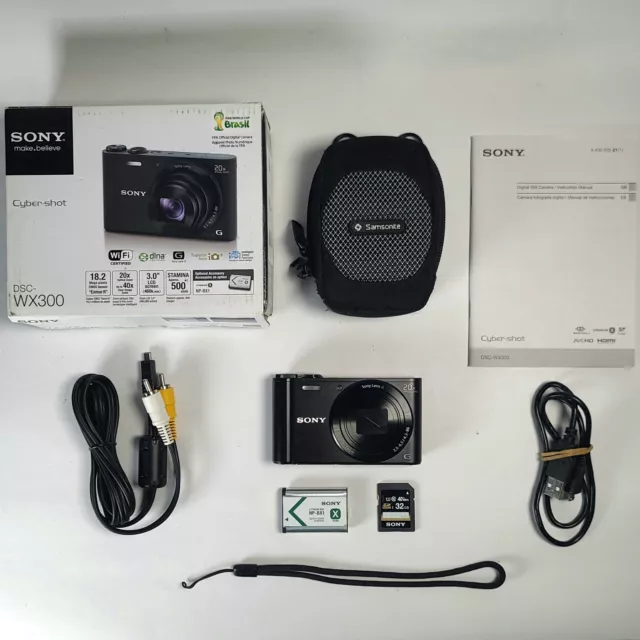 Sony Cyber-Shot DSC WX350 18.2MP x20 Digital Camera Black Excellent Complete 3