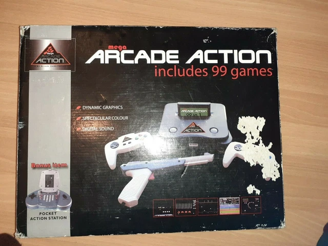 RETRO; MEGA ARCADE Action Gaming Console, includes gun and 99 games EUR ...