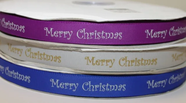 Merry Christmas printed festive grosgrain ribbon xmas decorative gift wrapping