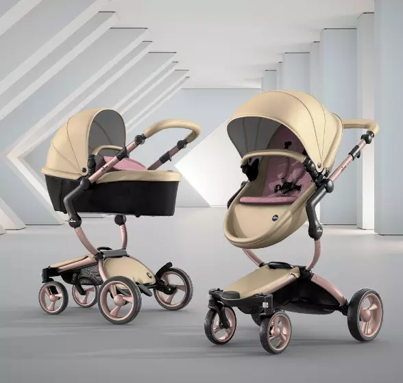 Mima Xari Single Pushchair with Rose Gold Chassis-Pod Champagne /Pink pixel