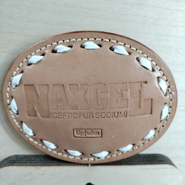 NAXCEL (CEFTIOFUR SODIUM) Upjohn Tooled Leather Wrapped Advertising Belt Buckle