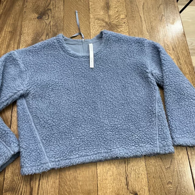 Lululemon Women’s Whenever Crew Sherpa Cozy Pullover, Blue, Wool Blend, Size 10