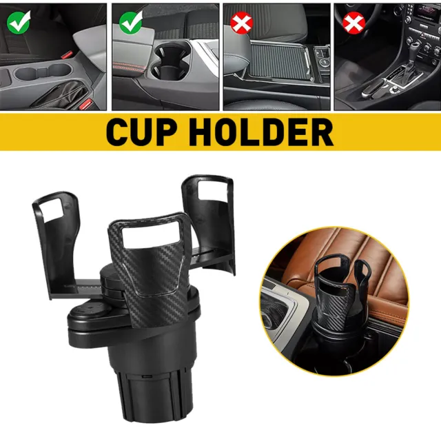 Car Double Cup Holder Expander Auto Drink Holder 360° Rotating Adjustable  Base