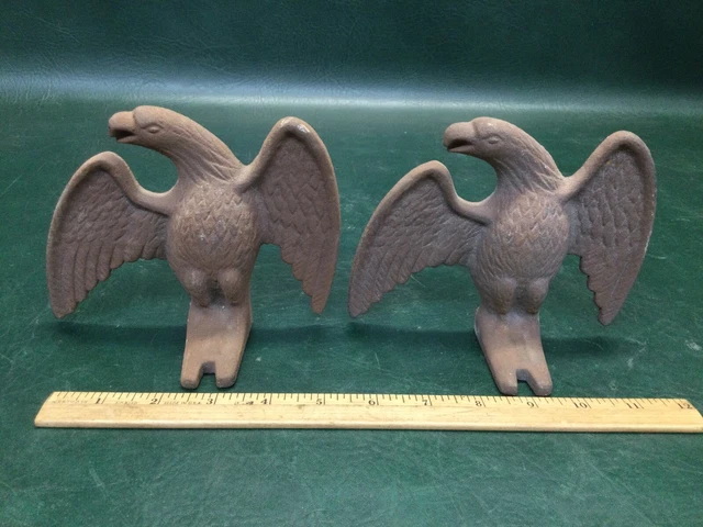 Pair of Vintage Cast Iron Door Stops Bookends EAGLE Patriotic Colonial USA