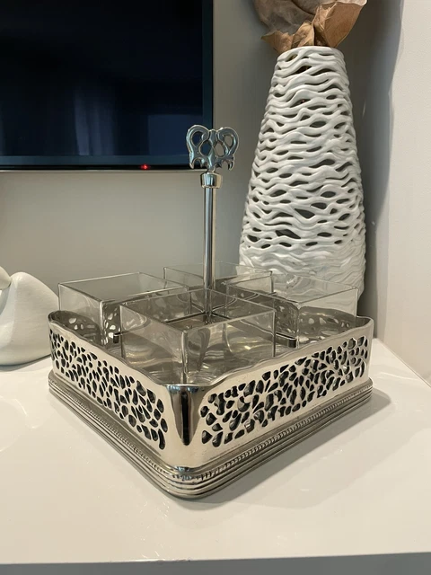 Godinger Open Work Plato para servir buffet caddy