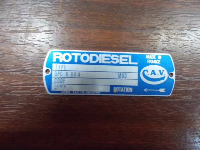 Plaque A Riveter Pompe Rotodiesel Cav Dpc R844