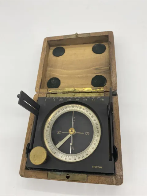 Antique Stoppani Engineering Transit Compass  19th Century with Case