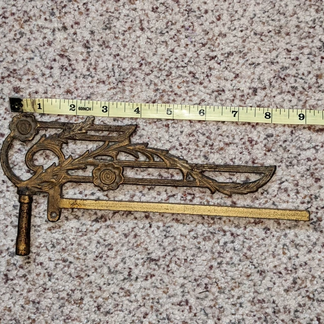 Antique Swing Arm Curtain Rod Ornate Cast Iron Art Nouveau Magnetic Numbered 8