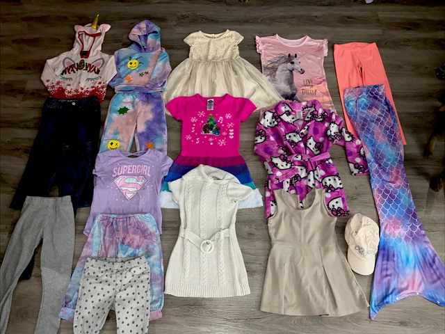 Girls Clothing Lot, 18 Items, Size 6, Mermaid Tail, Hello Kitty, Trolls