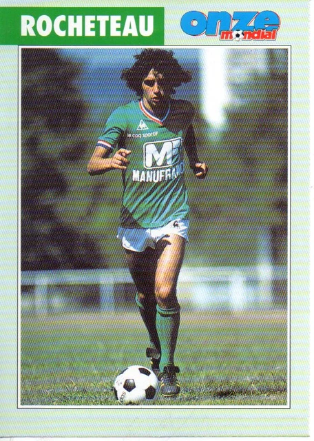 Carte Football ASSE 1976-1977 - Dominique Rocheteau - Maillot Manufrance