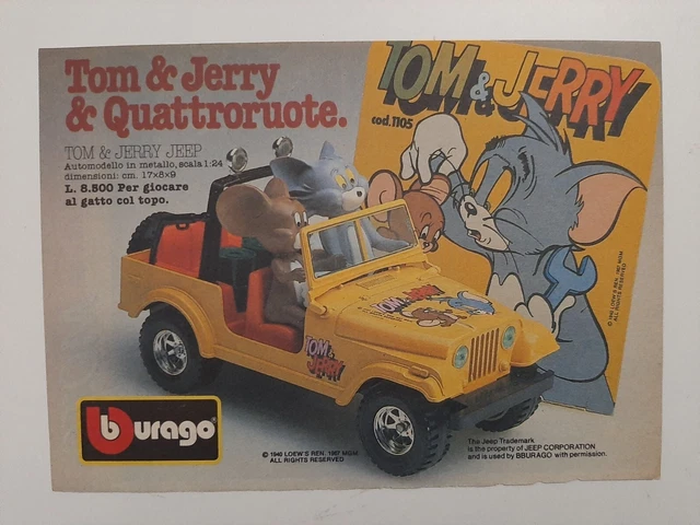 Pubblicità originale Advertising  1987 Burago BBurago Jeep Tom E Jerry DISNEY