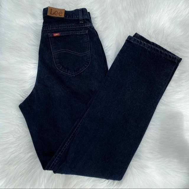 Lee Straight Leg Jeans Womens 29 Super High Rise Black Vintage