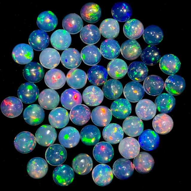12 Stück Natürlich Opal 6mm Rund Flashy Mehrfarbig Lose Cabochon Edelsteine Lot