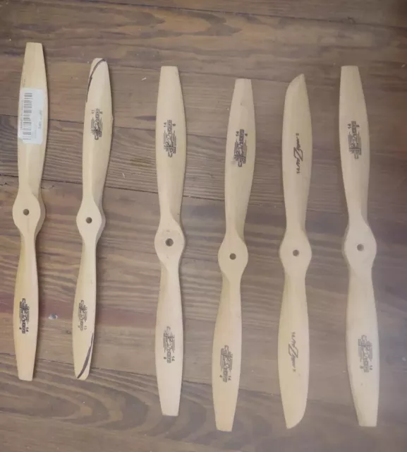 6 - Wooden Model Airplane Propellers assorted length-pitchs 6 - Wooden Model Airplane Propellers assorted length-pitchs