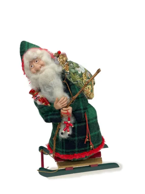 12” Santa’s to Treasure Plush Figurine Christmas TX Primitive Folk Art Sled