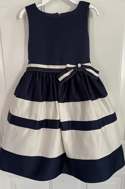 Sugar Plum Girls Sleeveless Navy & Ivory Dress Sz 5 Easter Formal Birthday Party