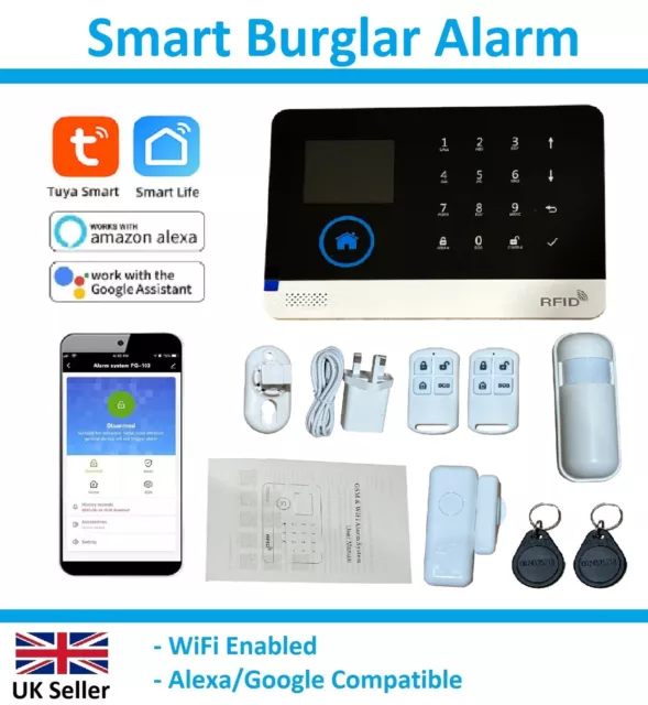 WiFi Wireless Smart SMS Home House Office Security Burglar Intruder Alarm Alexa