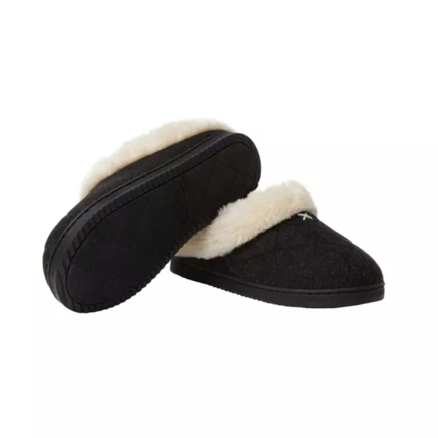 NWT Women's Dearfoams Wool Blend Memory Foam Slippers Sz 9/10 Black