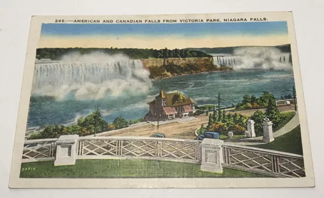 Canada Ontario Niagara Falls Victoria Park American Canadian Postcard Old View