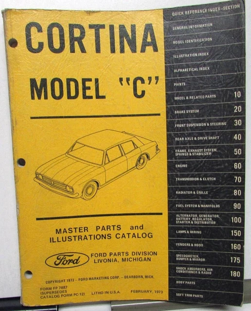 19671970 FORD CORTINA Dealer Master Parts & Illustrations Catalog Book