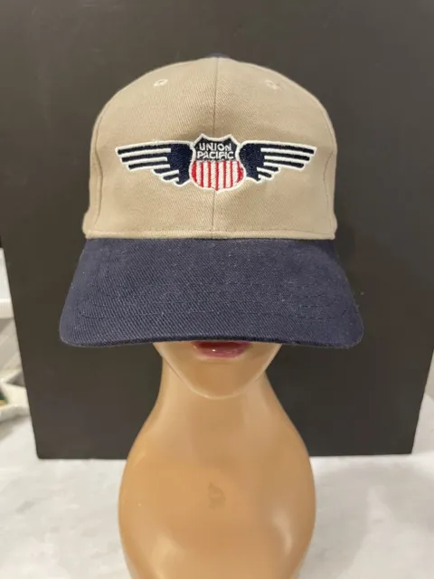 Union Pacific North America Railroad Franchise Beige Blue Baseball Cap Hat