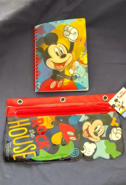 NWT Mickey Mouse Pencil Pouch Small Notebook Journal Stationery Lot Disney New