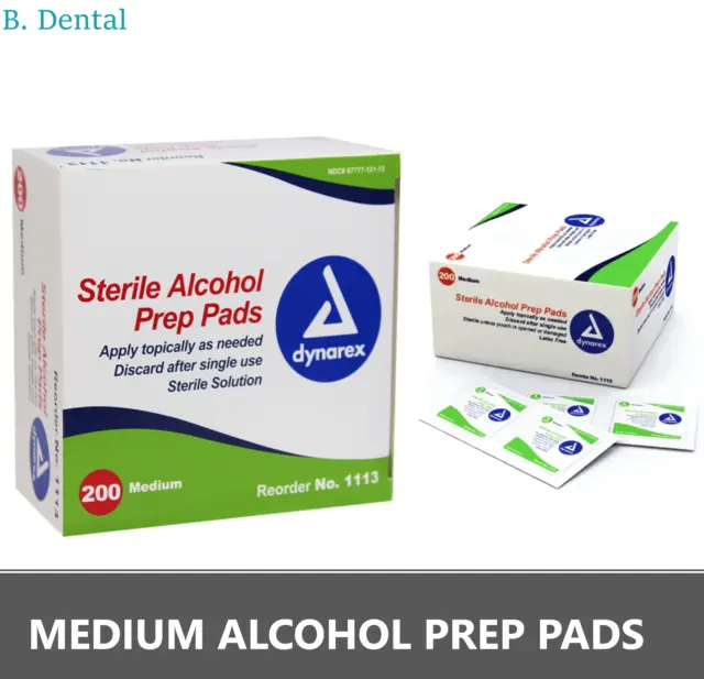 Medium Alcohol Prep Pads #1113 Swabs Wipes 200 -2000 Brand New ! #1113