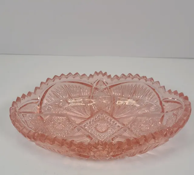 Vintage Pink  Depression Glass Pressed Bowl With Sawtooth Rim, Candy Dish, Sale