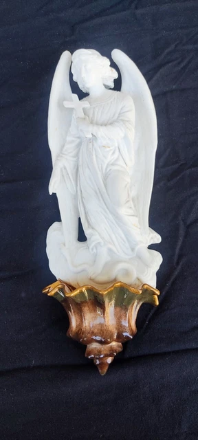 Gorgeous Large Antique Bedroom Angel on the Cross Cookie Benitier