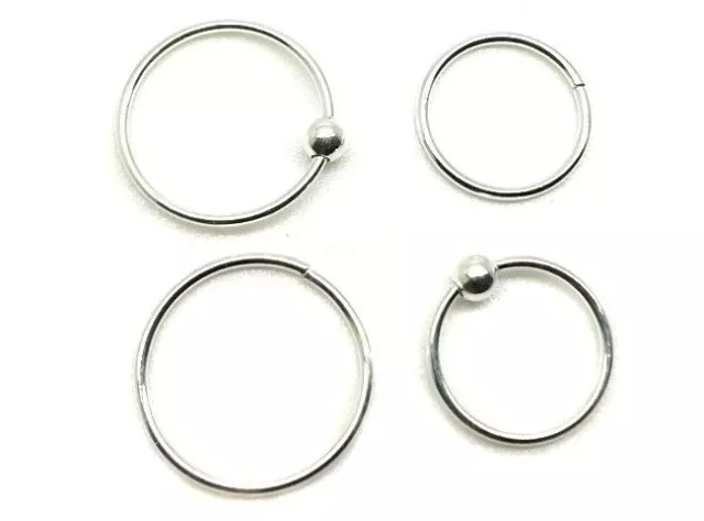 1 x Sterling Silver Nose Ring Hoop 8mm 10mm Small Thin Piercing Stud