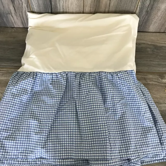 Pottery Barn Blue Gingham Checked Baby Crib Bed Skirt Dust Ruffle EXCELLENT! 2