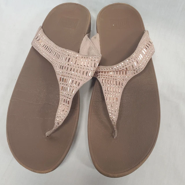 FitFlop Thong Size 11 Women's INCASTONE Microfibre Toe-Post Sandals Flip Flop