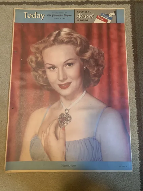 THE PHILADELPHIA INQUIRER MARCH 20 1949 cover only VIRGINIA MAYO portrait RARE