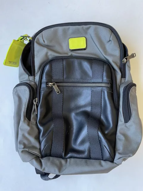 Tumi Alpha Bravo Nellis Backpack Black Gray Leather Nylon 232681GCP $525