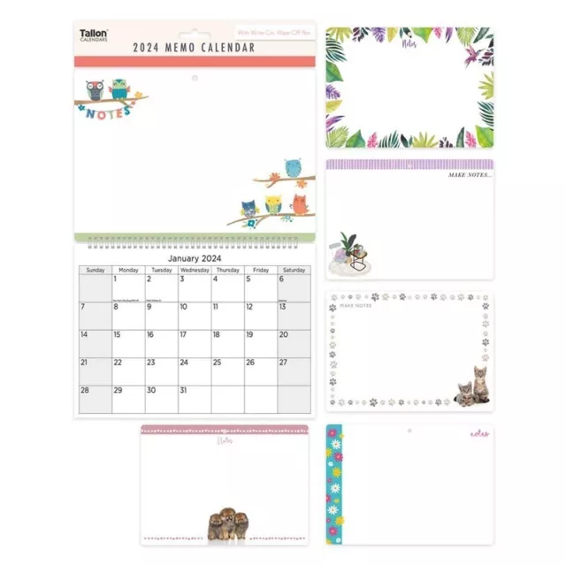 2024 Hanging Wiro Memo Board Wipe Off Pen Planner Wall Calendar Family Organiser