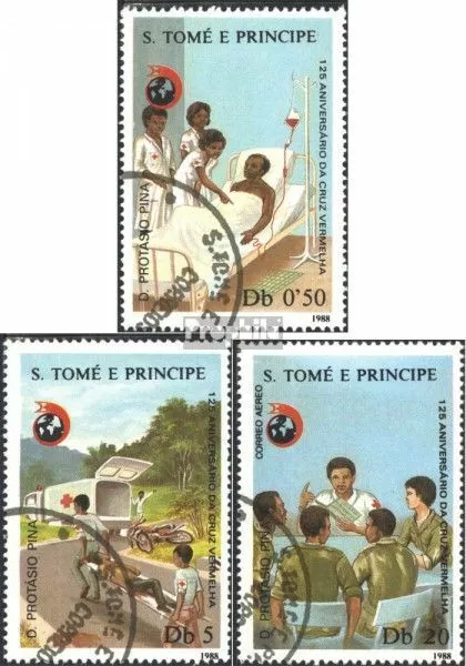 Sao Tome e Principe 1072-1074 (kompl.Ausg.) gestempelt 1988 125 Jahre Internat.
