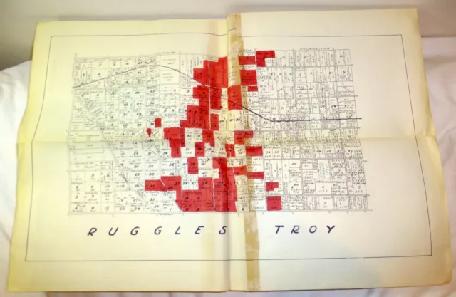 1960s map of Ruggles Troy in Nova, Ohio; foldout