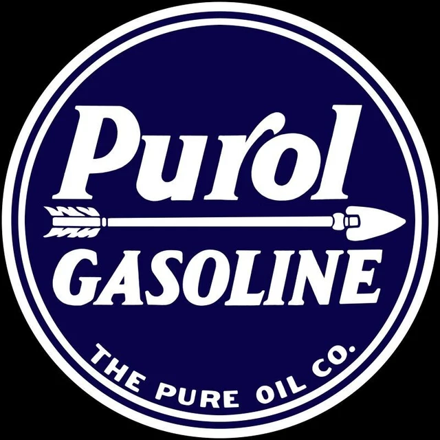Purol Gasoline, Pure Oil Company NEW Sign 28" Dia. Round USA STEEL - 6 lbs
