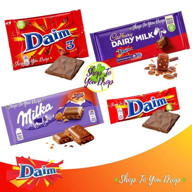 CADBURY & MILKA DAIM Milk Chocolate Bars Dime Birthday Present