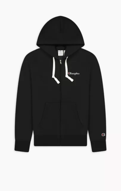 Champion felpa uomo cappuccio nera full zip cotone organico maglia tuta aperta