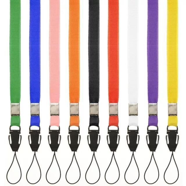 10x Lanyards Neck Strap For ID Pass Card Badge Gym Key USB Holder Loop Clip UK