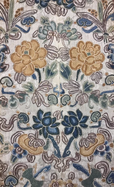 ANTIQUE 19th QI'ING CHINESE EMBROIDERED SLEEVE BANDS SEWN TOGETHER EMBROIDERY #1