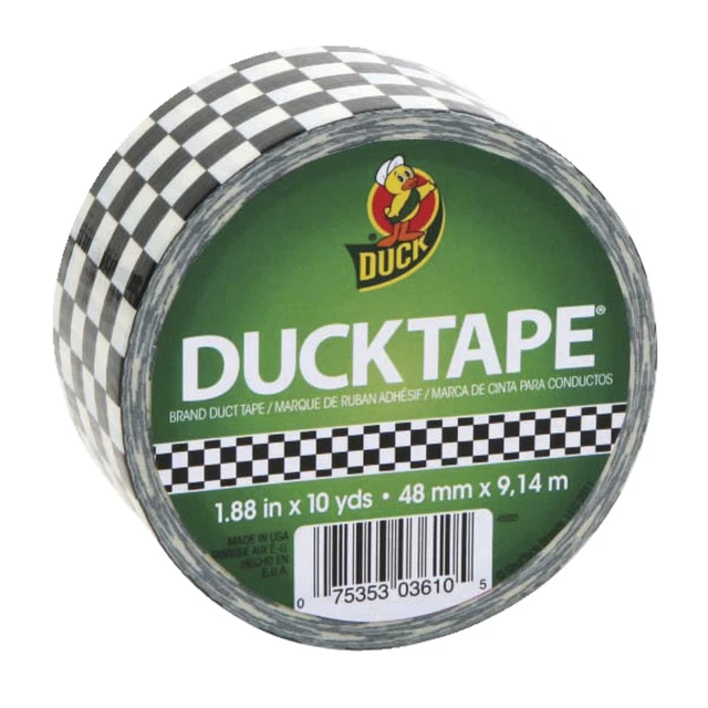 Duck Tape Printed Duct Tape, 1.88 in x 10 yd, Black and White Checker Design