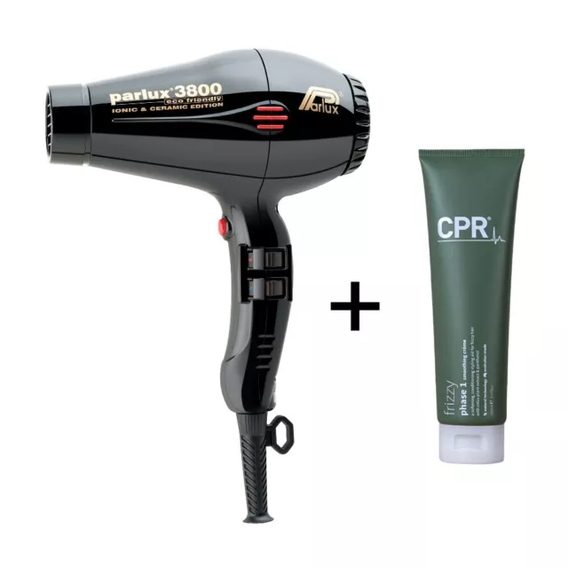 Parlux 3800 Ceramic Ionic Eco Friendly Hairdryer Black & CPR Phase 1 150ml Combo
