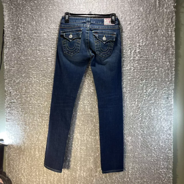 True Religion Jeans Women 25 Julie Blue Skinny Stretch Denim Flap Pocket (26X29)